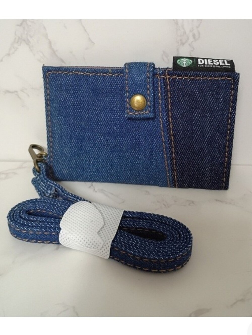 Diesel x Starbucks Collab Denim Card Case w/ Lanyard